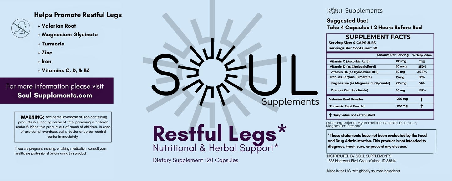 Restful Legs is a natural supplement formulated to help ease symptoms of restless legs, calm shaky legs, and reduce nighttime discomfort. Made with key nutrients and herbal extracts, it supports muscle relaxation, promotes better sleep, and provides gentle, non-habit forming relief for restless legs.