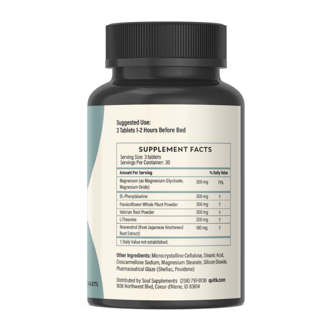 QuitK Nighttime Recovery Complex natural supplements to help ease kratom, 7-oh, and opioid withdrawal symptoms
