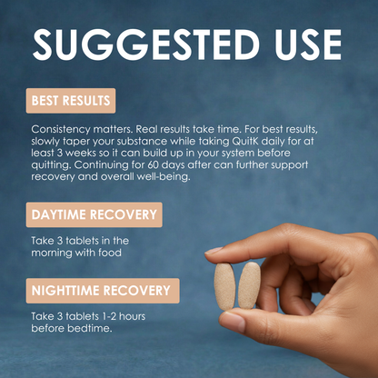 QuitK - 30 Day Supply - Withdrawal & Detox - Day & Night Recovery Complex Pack