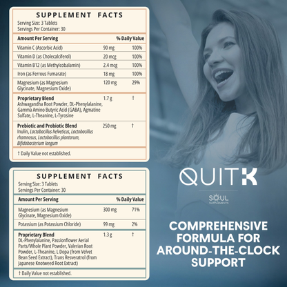 QuitK - 90 Day Supply - Detox & Recovery - Day & Night Complex