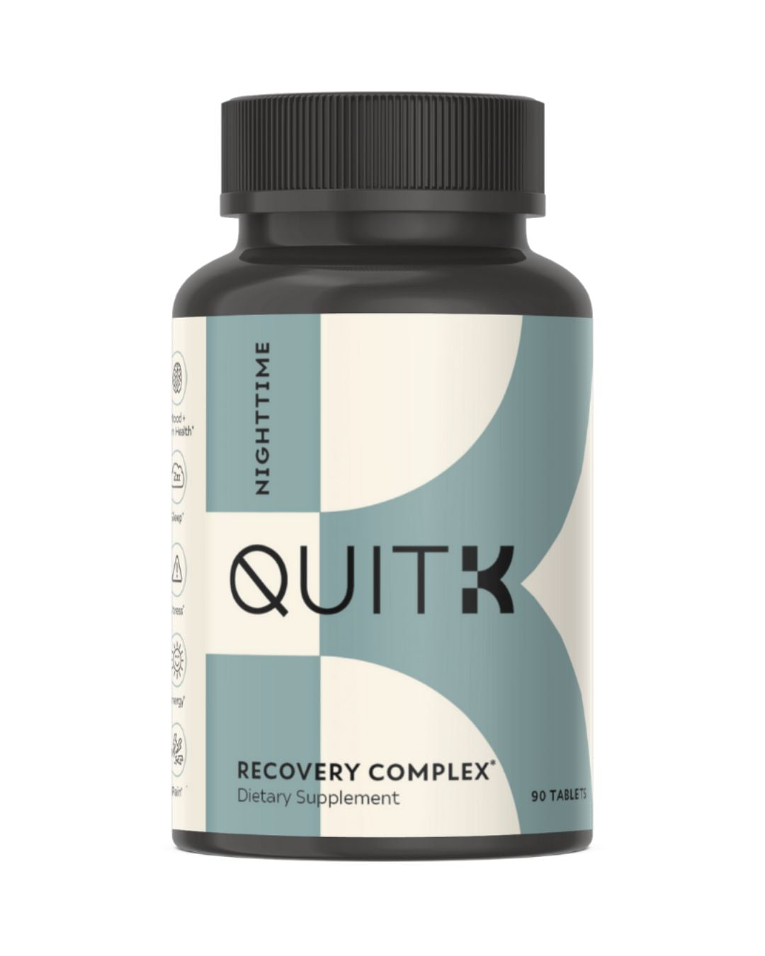 QuitK Nighttime Recovery Complex natural supplements to help ease kratom, 7-oh, and opioid withdrawal symptoms